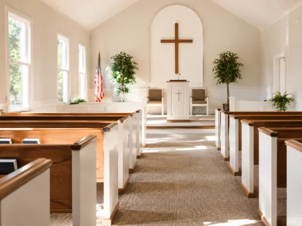 A church sanctuary after cleaning